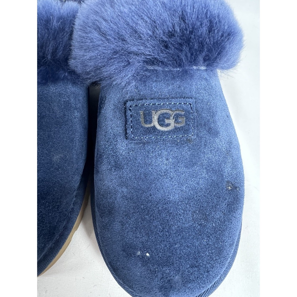 UGG AUSTRALIA REAL Sheepskin! Slide Slippers  Womens Sz 9 Shoes Navy VGUC - Picture 12 of 15